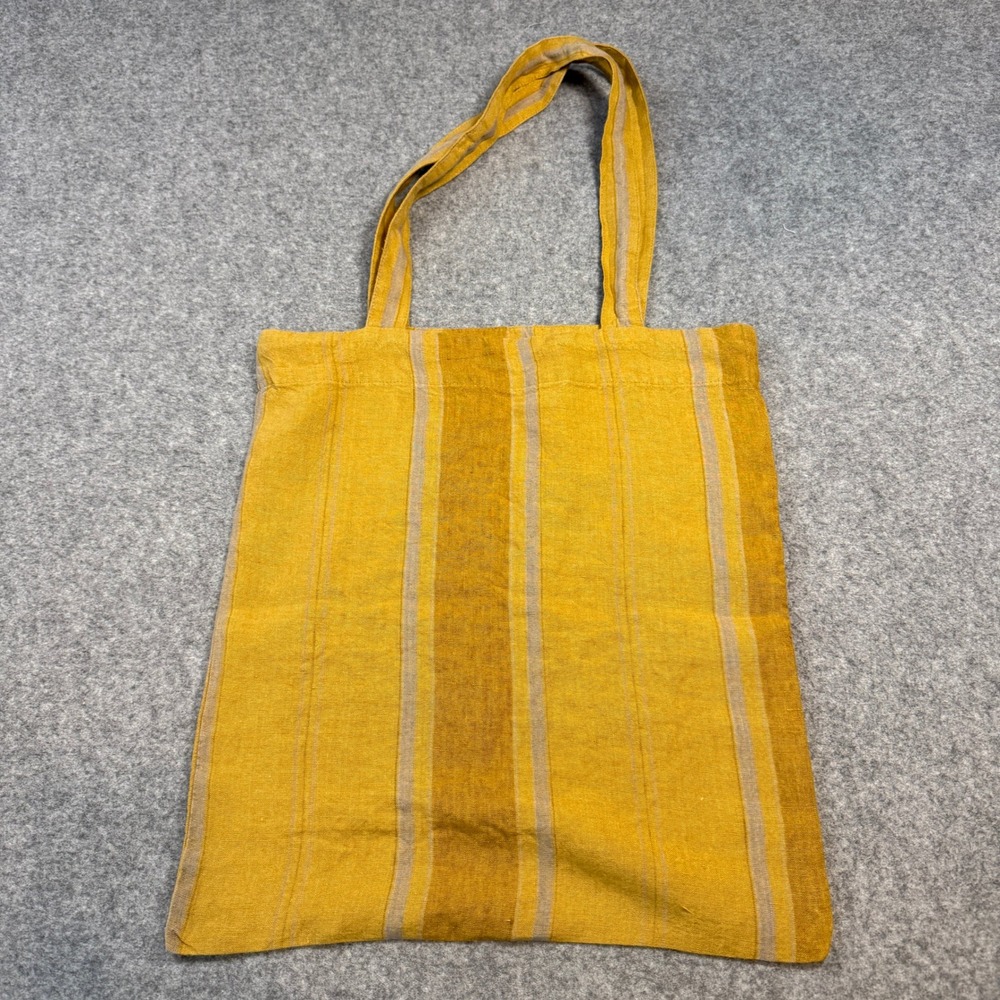 Amber Bronze Striped Linen Tote Bag Lightweight Reusable Market Beach Bag NEW - Picture 4 of 12